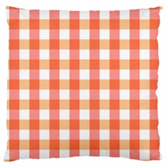 Gingham Duo Red On Orange Large Cushion Case (two Sides) by retrotoomoderndesigns