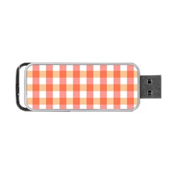 Gingham Duo Red On Orange Portable Usb Flash (one Side) by retrotoomoderndesigns