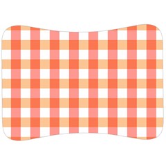 Gingham Duo Red On Orange Velour Seat Head Rest Cushion