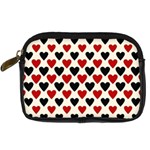 Red & Black Hearts - Eggshell Digital Camera Leather Case Front