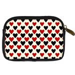 Red & Black Hearts - Eggshell Digital Camera Leather Case Back