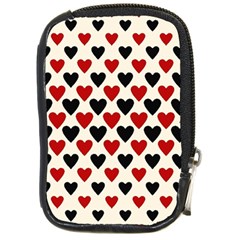 Red & Black Hearts - Eggshell Compact Camera Leather Case by WensdaiAmbrose