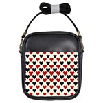 Red & Black Hearts - Eggshell Girls Sling Bag Front