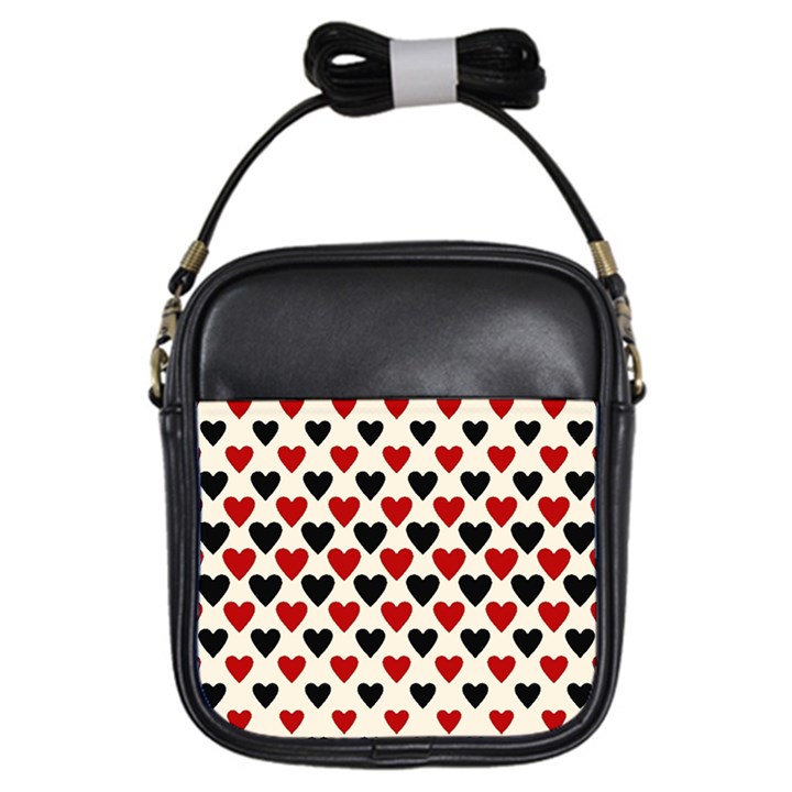 Red & Black Hearts - Eggshell Girls Sling Bag