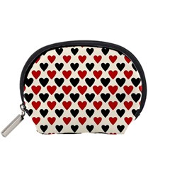 Red & Black Hearts - Eggshell Accessory Pouch (small) by WensdaiAmbrose