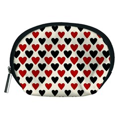 Red & Black Hearts - Eggshell Accessory Pouch (medium) by WensdaiAmbrose