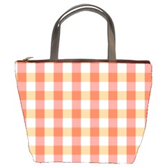 Gingham Duo Red On Orange Bucket Bag by retrotoomoderndesigns