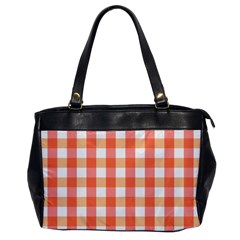 Gingham Duo Red On Orange Oversize Office Handbag by retrotoomoderndesigns