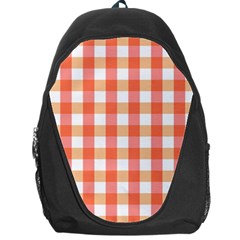 Gingham Duo Red On Orange Backpack Bag by retrotoomoderndesigns