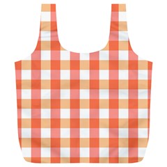 Gingham Duo Red On Orange Full Print Recycle Bag (xl) by retrotoomoderndesigns