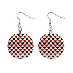 Red & Black Hearts - Eggshell Mini Button Earrings by WensdaiAmbrose