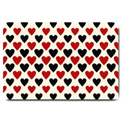 Red & Black Hearts - Eggshell Large Doormat  by WensdaiAmbrose