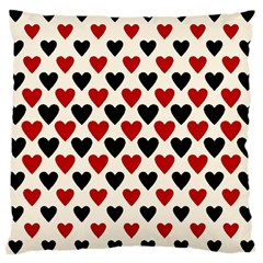 Red & Black Hearts - Eggshell Large Cushion Case (two Sides) by WensdaiAmbrose