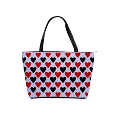 Red & White Hearts- Lilac Blue Classic Shoulder Handbag by WensdaiAmbrose