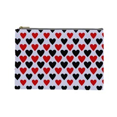 Red & White Hearts- Lilac Blue Cosmetic Bag (large) by WensdaiAmbrose