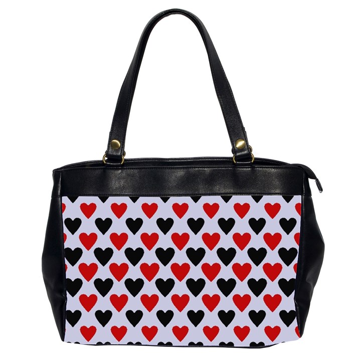 Red & White Hearts- Lilac Blue Oversize Office Handbag (2 Sides)