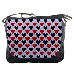 Red & White Hearts- Lilac Blue Messenger Bag by WensdaiAmbrose