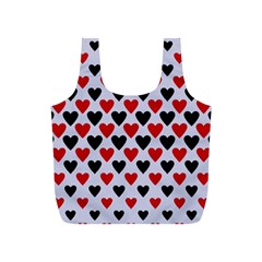 Red & White Hearts- Lilac Blue Full Print Recycle Bag (s) by WensdaiAmbrose