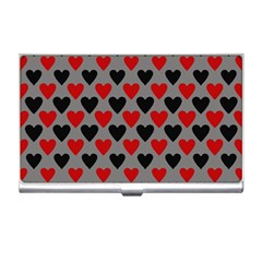 Red & Black Hearts - Grey Business Card Holder by WensdaiAmbrose