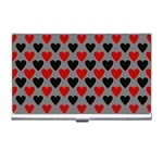 Red & Black Hearts - Grey Business Card Holder Front