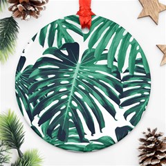 Green Monstera leaves Ornament (Round)