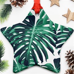 Green Monstera leaves Ornament (Star)