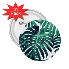 Green Monstera leaves 2.25  Buttons (10 pack) 