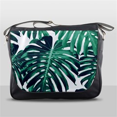 Green Monstera leaves Messenger Bag