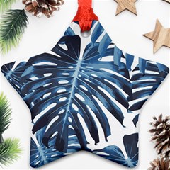 Blue monstera leaves Ornament (Star)