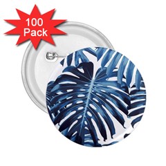 Blue monstera leaves 2.25  Buttons (100 pack) 