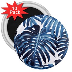 Blue monstera leaves 3  Magnets (10 pack) 