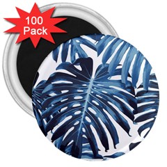 Blue monstera leaves 3  Magnets (100 pack)