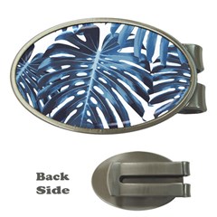 Blue monstera leaves Money Clips (Oval) 