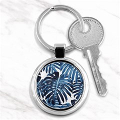 Blue monstera leaves Key Chains (Round) 