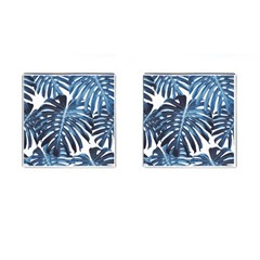 Blue monstera leaves Cufflinks (Square)