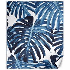 Blue monstera leaves Canvas 8  x 10 