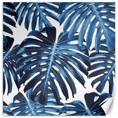 Blue monstera leaves Canvas 20  x 20 