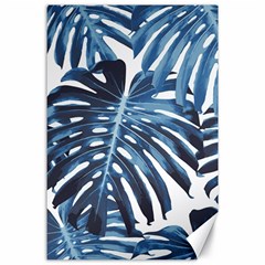 Blue monstera leaves Canvas 24  x 36 