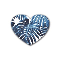 Blue monstera leaves Heart Coaster (4 pack) 