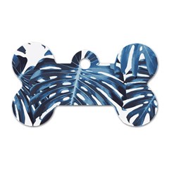 Blue monstera leaves Dog Tag Bone (Two Sides)