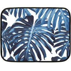 Blue monstera leaves Fleece Blanket (Mini)