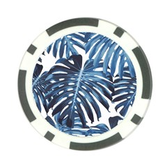 Blue monstera leaves Poker Chip Card Guard (10 pack)