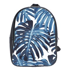 Blue monstera leaves School Bag (Large)