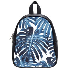 Blue monstera leaves School Bag (Small)