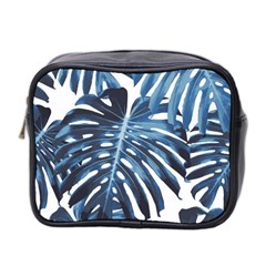 Blue monstera leaves Mini Toiletries Bag (Two Sides)