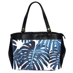 Blue monstera leaves Oversize Office Handbag (2 Sides)