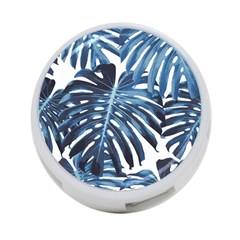 Blue monstera leaves 4-Port USB Hub (One Side)