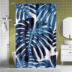 Blue monstera leaves Shower Curtain 48  x 72  (Small) 