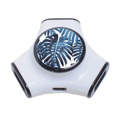 Blue monstera leaves 3-Port USB Hub