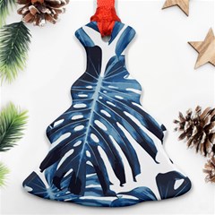 Blue monstera leaves Christmas Tree Ornament (Two Sides)